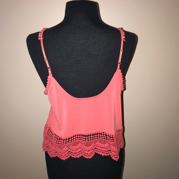 Coral color cami with detailed trim and adjustable straps size XS - Picture 7 of 8
